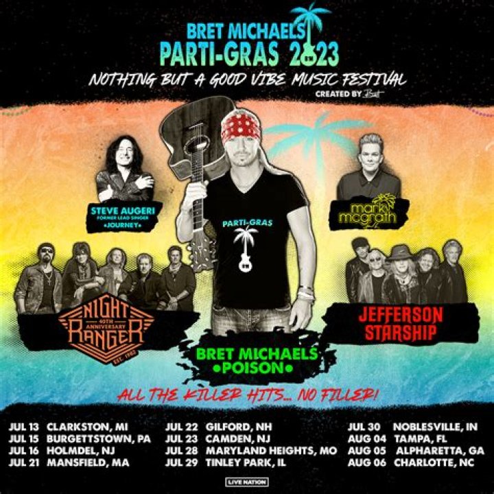 Bret Michaels Creates And Announces 2023 Parti-Gras Tour A Celebration Of Fans, Bands, Music, And An All Killer, No Filler Night Of Hit Songs