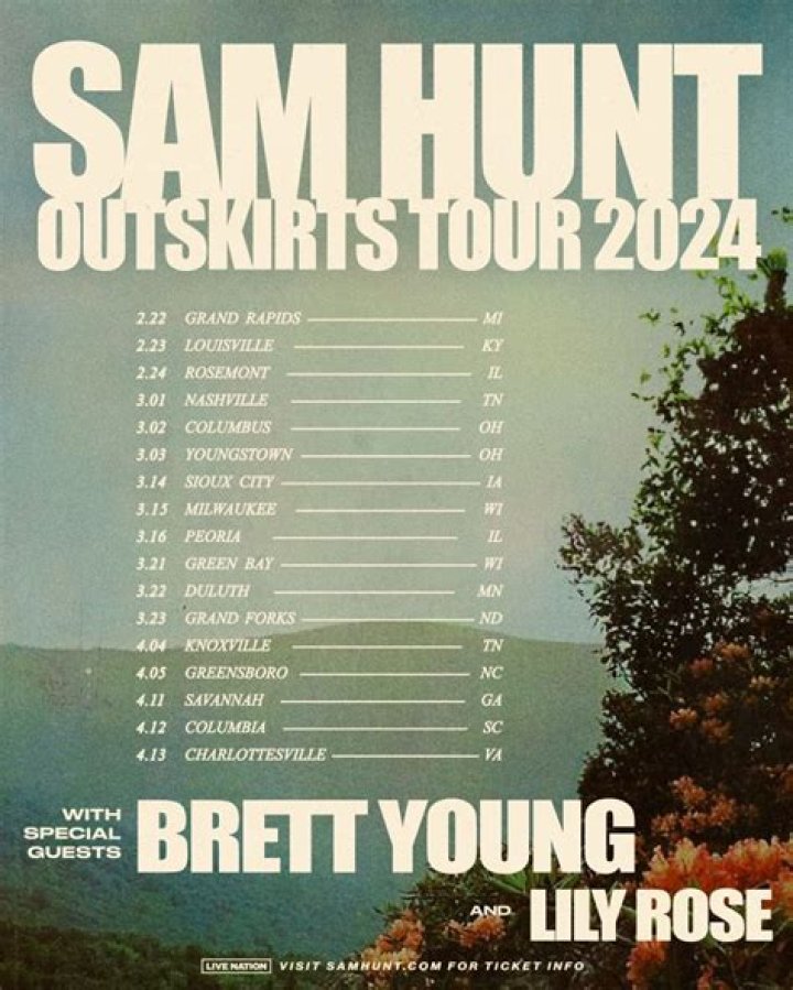 Country Superstar Sam Hunt Announces His Arena Headlining Outskirts Tour 2024