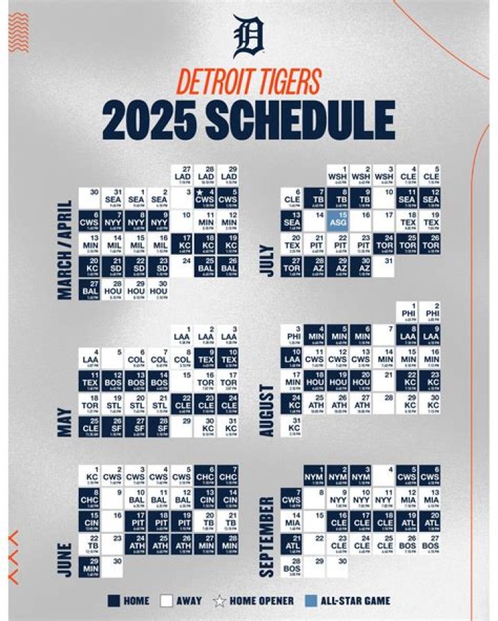 Detroit Tigers Printable Regular Season Schedule – 2023