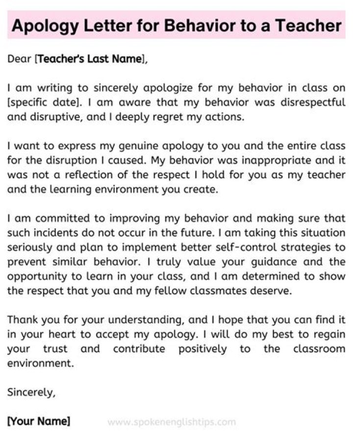 How To Write An Apology Letter To A Teacher