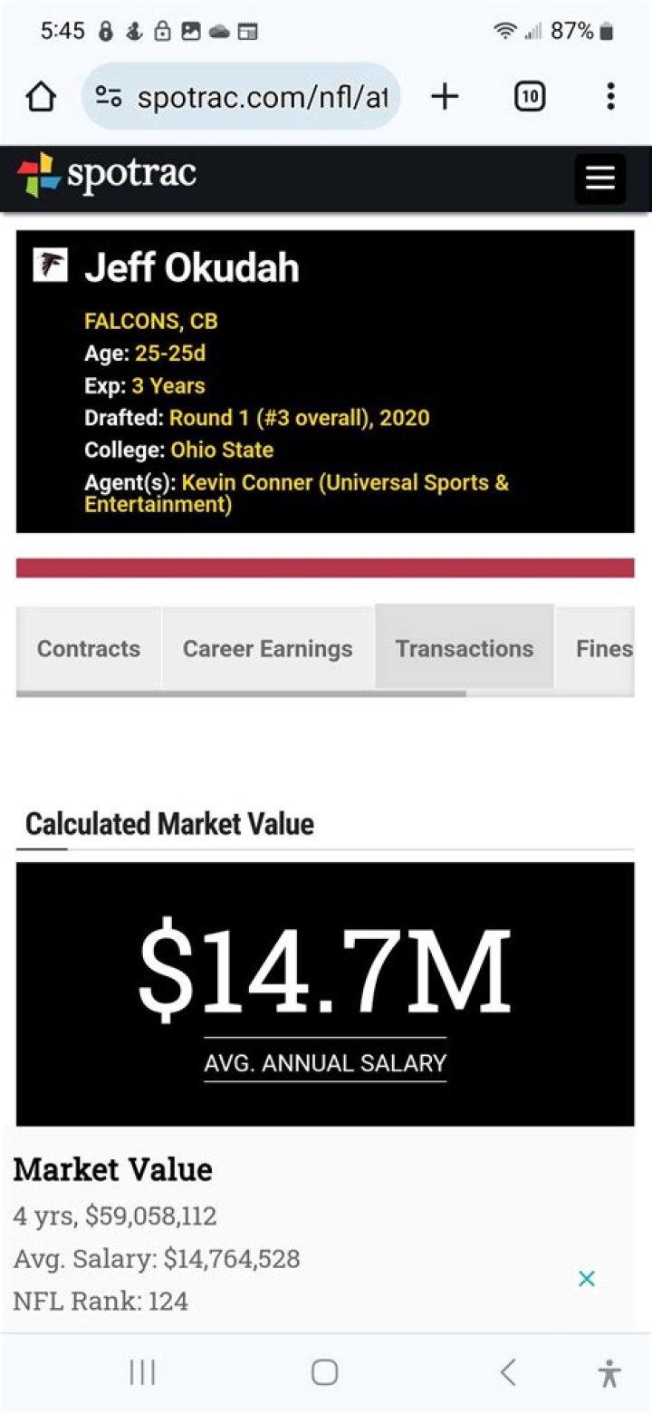 Jeff Okudah Salary & Contract